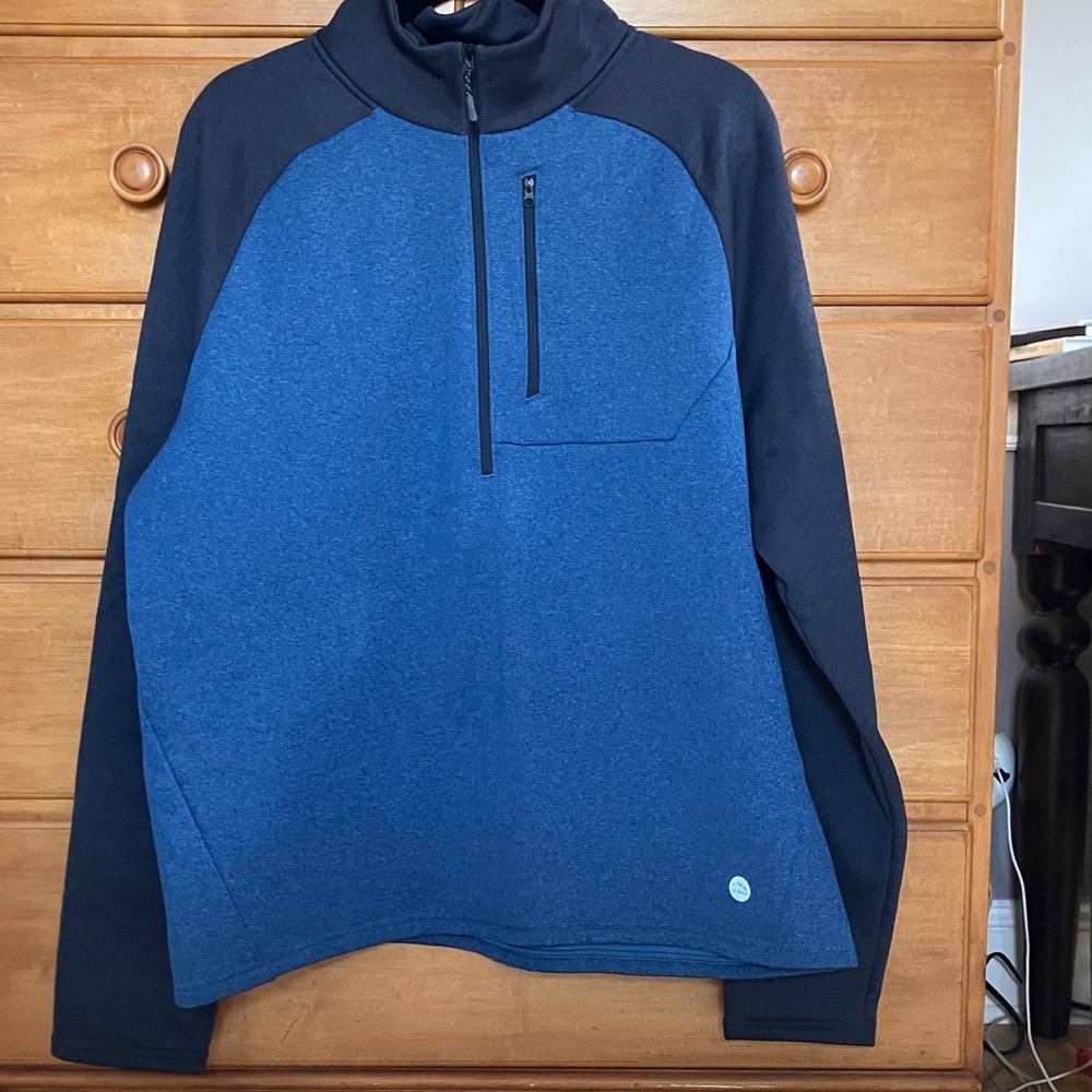 L.L. Bean Blue and Black Performance Half-Zip Jacket